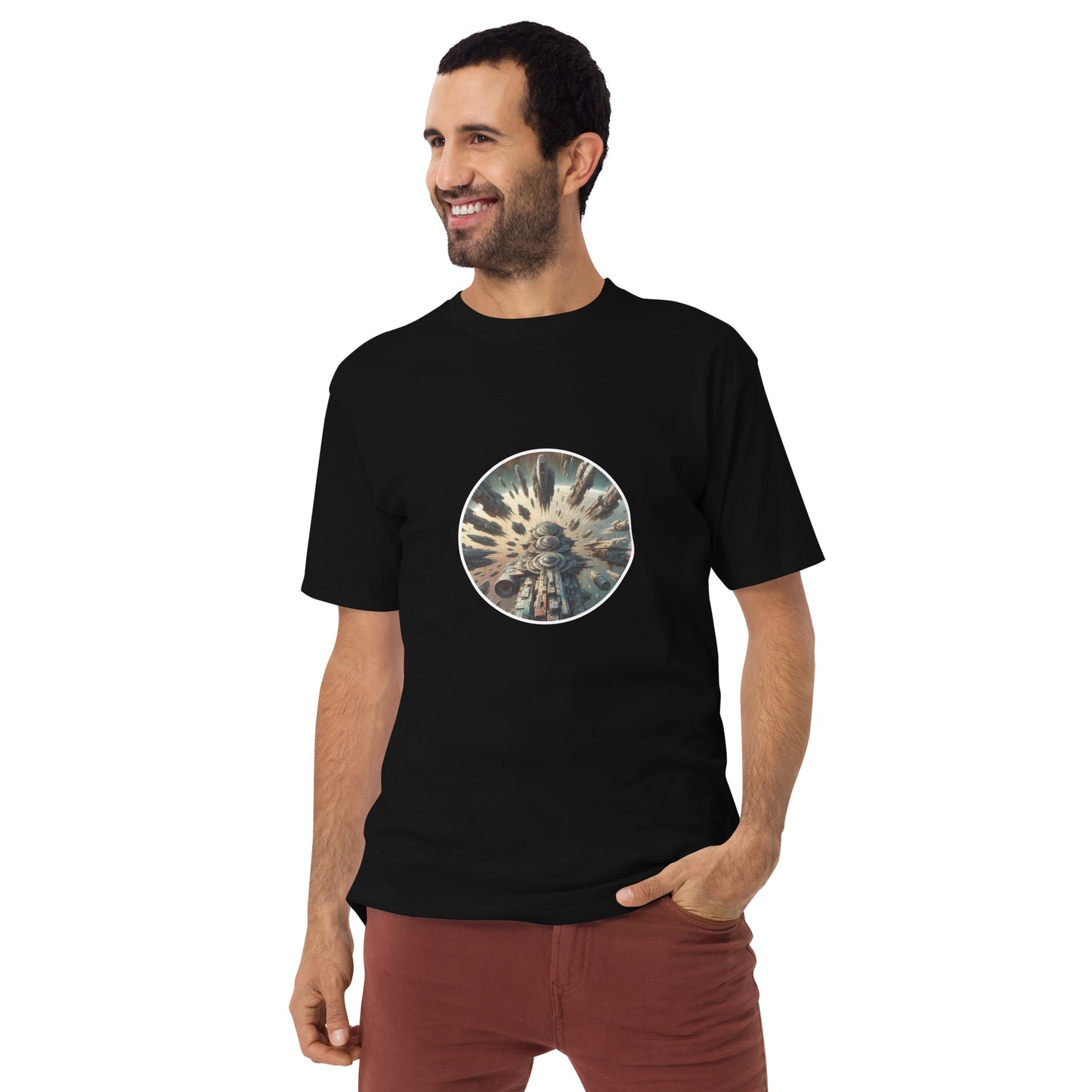 Men’s premium heavyweight tee - Planet Spaceship