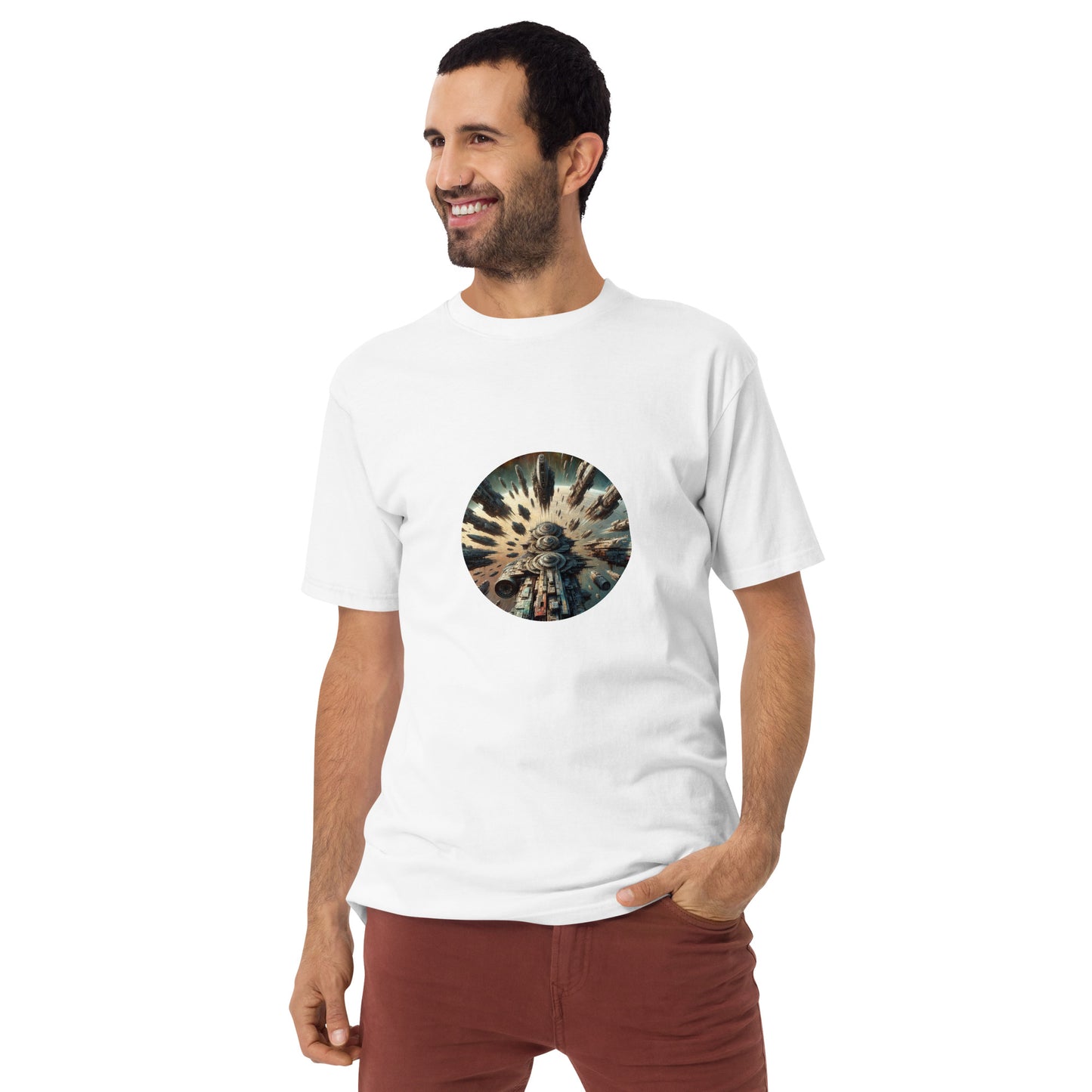 Men’s premium heavyweight tee - Planet Spaceship