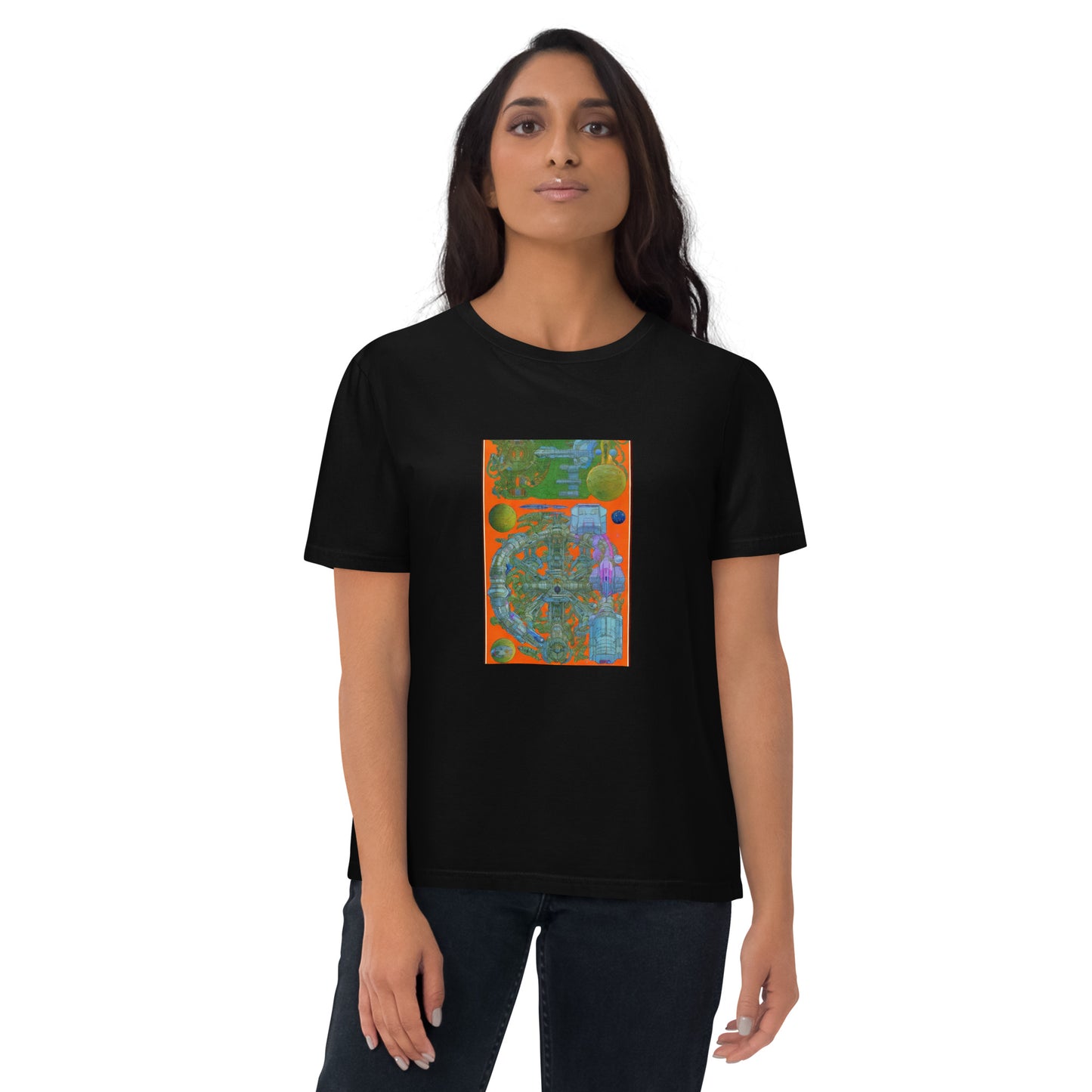 Unisex organic cotton t-shirt - Orange Spaceship