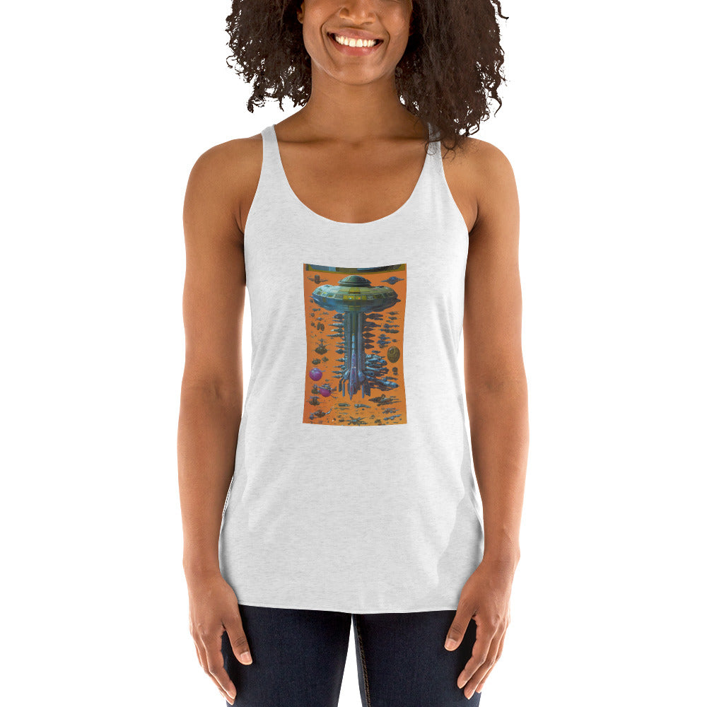 Women's Racerback Tank - Orange Spaceship