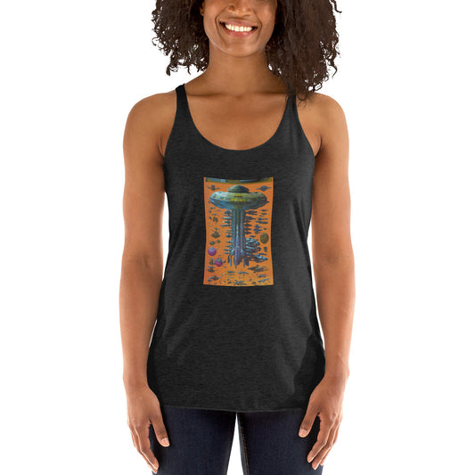 Women's Racerback Tank - Orange Spaceship